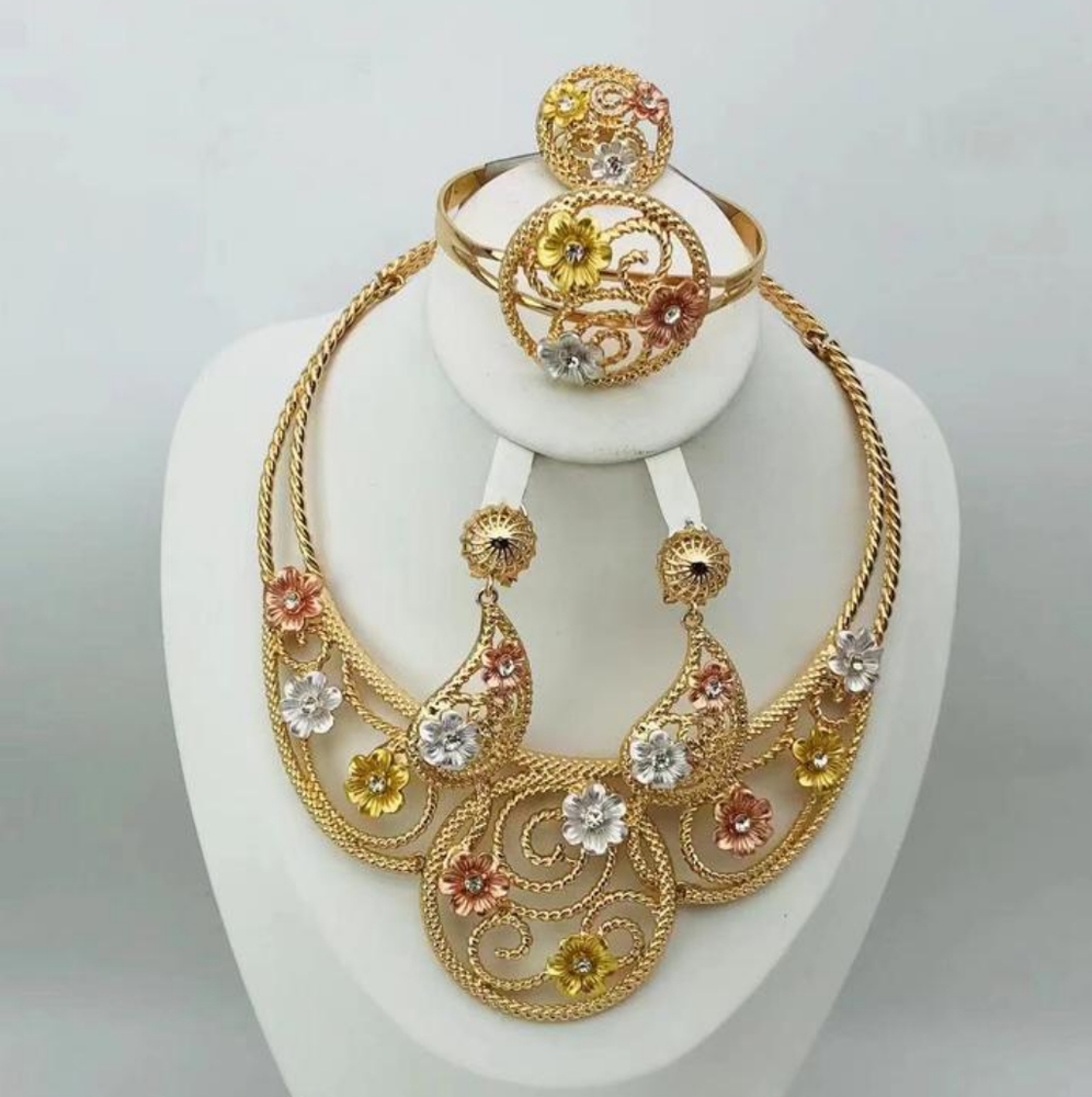 18k gold plated necklace set jewelry for women